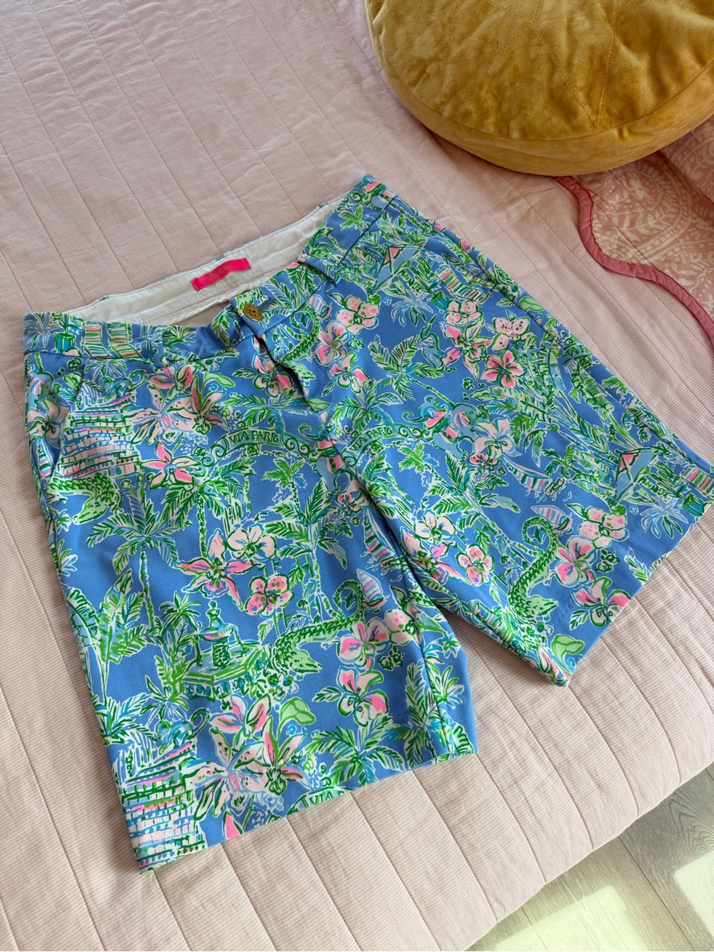 Lilly Pulitzer Blue Tropical Floral Bermuda Shorts